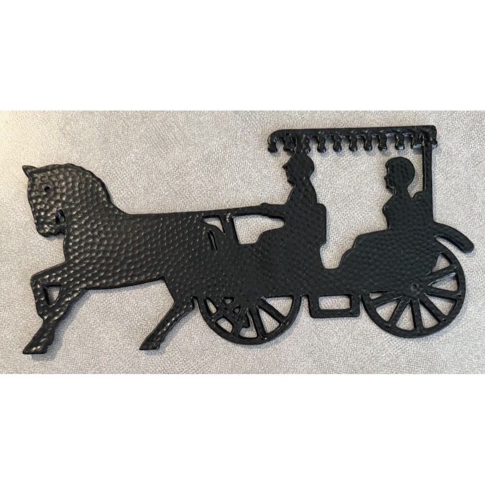 Vintage Amish Horse Buggy Silhouette Plastic Screen Door  Embellishment Decor 70